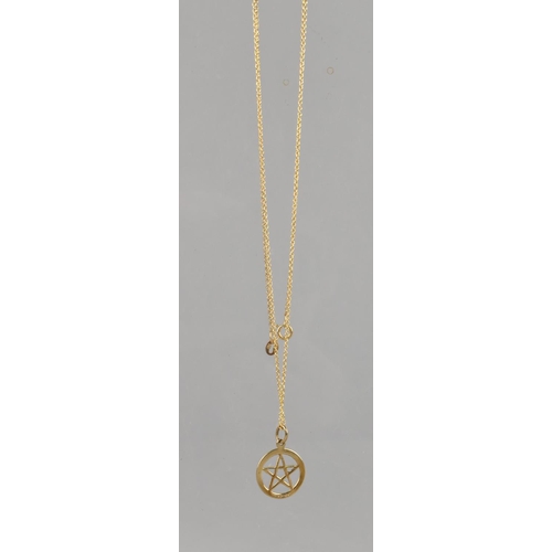 495 - A 9ct Gold Pendant on Chain, Pentagram, Hallmarked for Birmingham 1977, 14mm Diameter, on a 9ct Gold... 