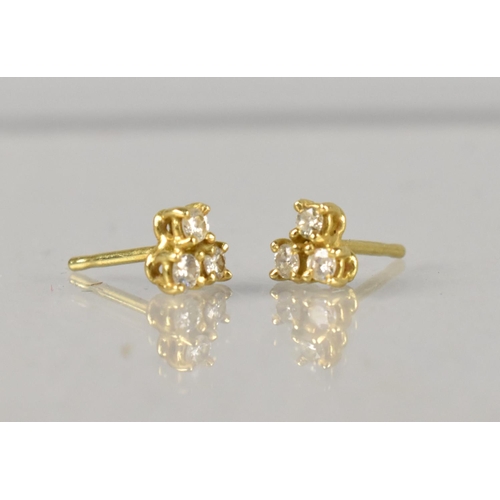 496 - A Pair of Diamond Stud Earrings, Each Stud with Three Round Brilliant Cut Diamonds Each Stone Measur... 