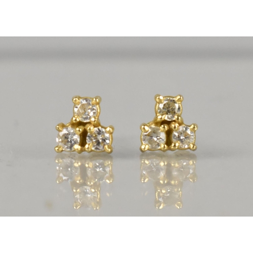 496 - A Pair of Diamond Stud Earrings, Each Stud with Three Round Brilliant Cut Diamonds Each Stone Measur... 