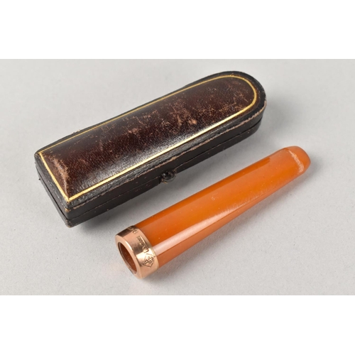 498 - An Amber and 9ct Gold Mounted Cheroot in Fitted Case