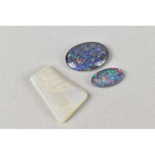 511 - Three Opal Stones, Two Oval Polished Cabochon Triplet Examples, Largest  13.1mm by 18mm together wit... 