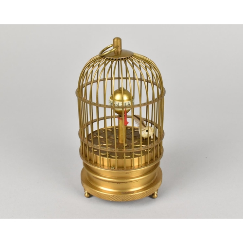 52 - A Reproduction Automaton Birdcage Clock with Carrying Case, Clock 15cms High, Working Order