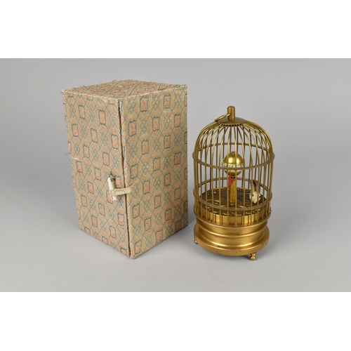 52 - A Reproduction Automaton Birdcage Clock with Carrying Case, Clock 15cms High, Working Order