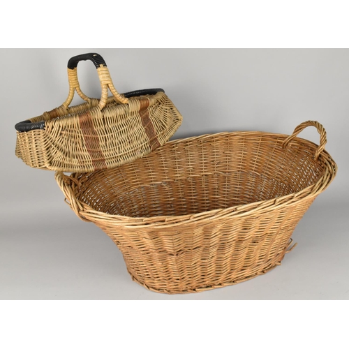 525 - A Vintage Wicker Shopping Basket Together with a Larger Wicker Basket, 38cm and 67cm Wide