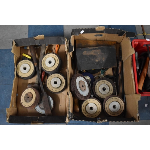 535 - Two Boxes of Various Tools to Include Polishing Wheels etc