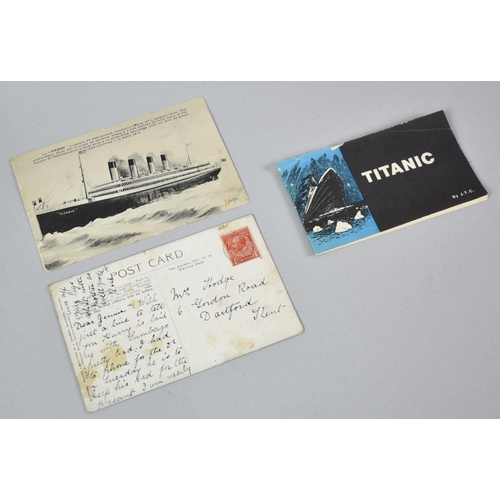 55 - Two RMS Titanic Postcards to Comprise French Post Disaster Unused Postcard and Post Disaster Salmon ... 