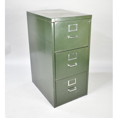 571 - A Metal Green Painted Three Drawer Filing Cabinet, 49x69x101cm high