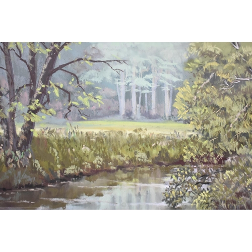 574 - A Framed Pastel, 'River Worfe at Rindleford' by R Owen, 37x27cms