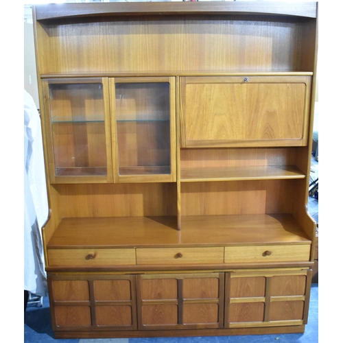 579 - A 1970s Teak Lounge Unit, Probably Nathan, Base Section with Three Drawers Over Cupboards, Raised Gl... 