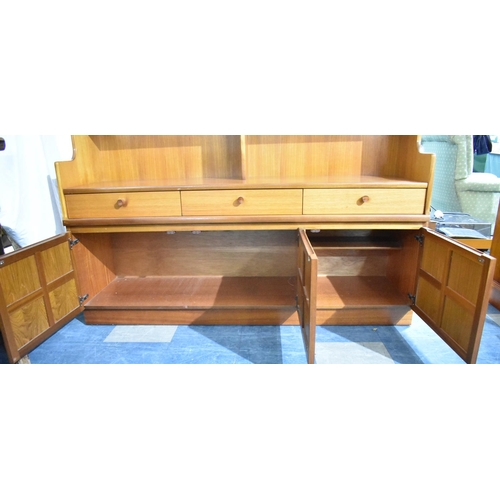 579 - A 1970s Teak Lounge Unit, Probably Nathan, Base Section with Three Drawers Over Cupboards, Raised Gl... 