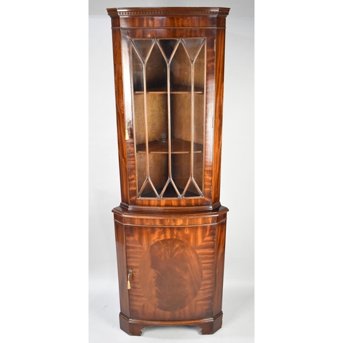 582 - A Mahogany Bow Fronted Double Free Standing Astragal Glazed Corner Cabinet