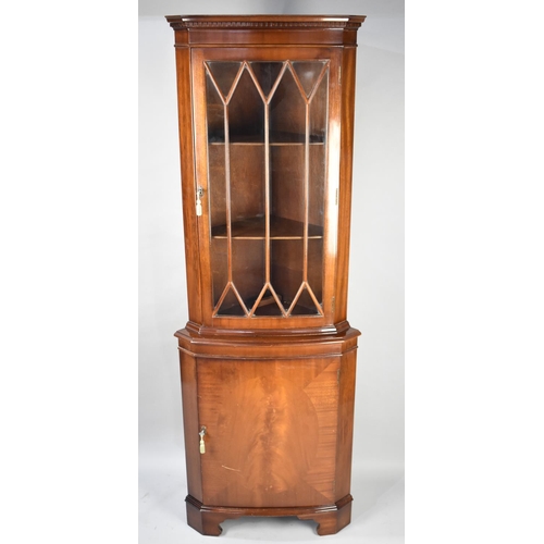 583 - A Mahogany Bow Fronted Double Free Standing Astragal Glazed Corner Cabinet