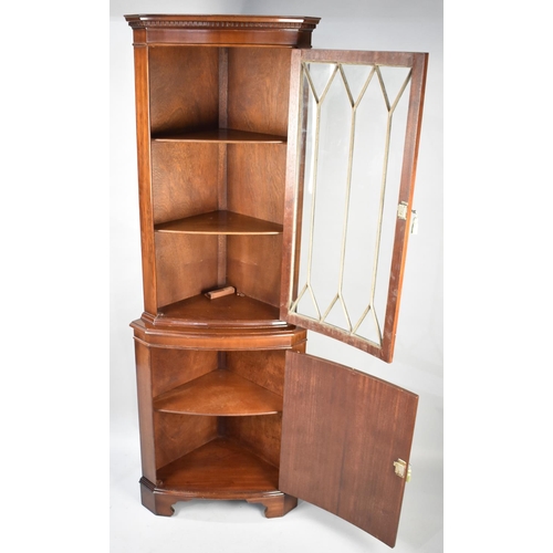 583 - A Mahogany Bow Fronted Double Free Standing Astragal Glazed Corner Cabinet