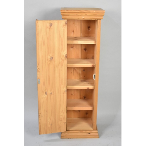 592 - A Modern Narrow Pine Five Division Storage Cabinet in the Form of a Five Drawer Chest, 28cms Wide