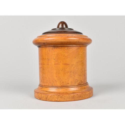 6 - An Edwardian Cylindrical Lignum Vitae String Dispenser with Screw Off Lid and Printed Paper Sticker ... 