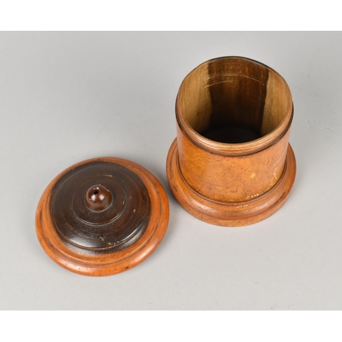 6 - An Edwardian Cylindrical Lignum Vitae String Dispenser with Screw Off Lid and Printed Paper Sticker ... 