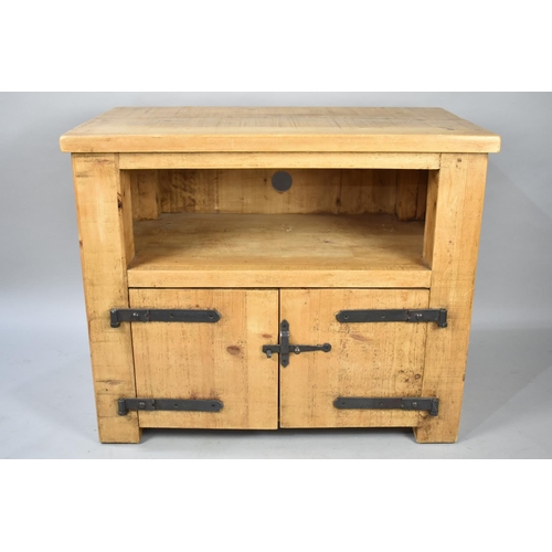 601 - A Late 20th Century Pine Kitchen Unit with Cupboard Base, Open Area Over and Two Plank Top, 91cms by... 