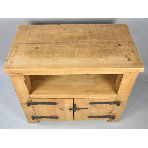 601 - A Late 20th Century Pine Kitchen Unit with Cupboard Base, Open Area Over and Two Plank Top, 91cms by... 