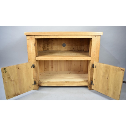 601 - A Late 20th Century Pine Kitchen Unit with Cupboard Base, Open Area Over and Two Plank Top, 91cms by... 