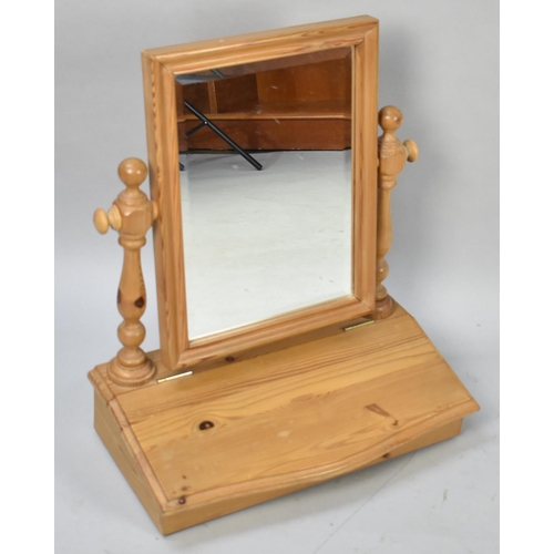 603 - A Modern Pine Dressing Table Mirror with Hinged Sloping Lid to Book Base, 50cms Wide