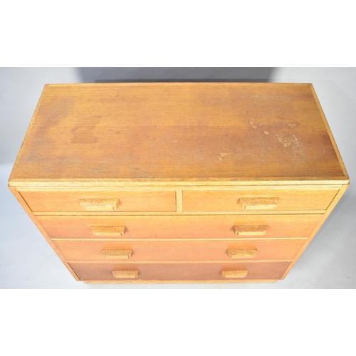 604 - A Mid 20th Century Oak Chest of Two Short and Three Long Drawers, 107cms Wide