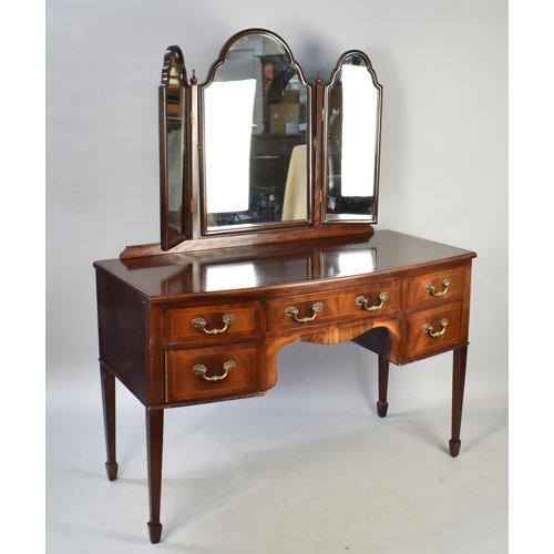 616 - An Edwardian Mahogany Bow Fronted Dressing Table with Centre Drawer Flanked by two Shorter Drawers E... 