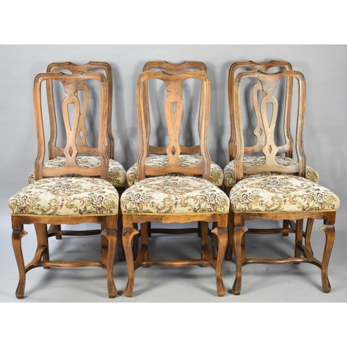 630 - A Set of Six Tapestry Seated Dining Chairs