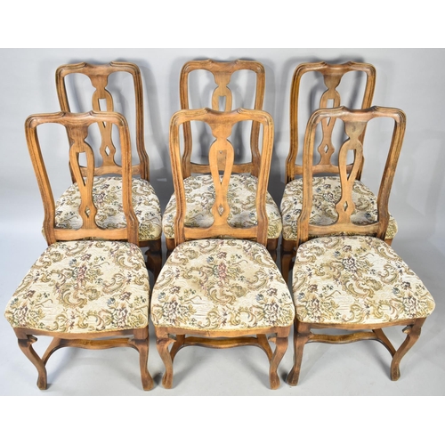 630 - A Set of Six Tapestry Seated Dining Chairs