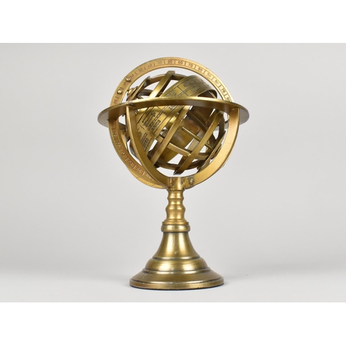 66 - A Reproduction Brass Desktop Armillary Sphere, As Was Made by Gobille, Paris, 21cms High