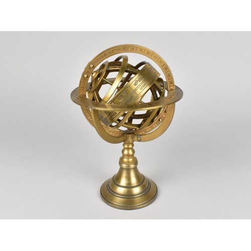 66 - A Reproduction Brass Desktop Armillary Sphere, As Was Made by Gobille, Paris, 21cms High