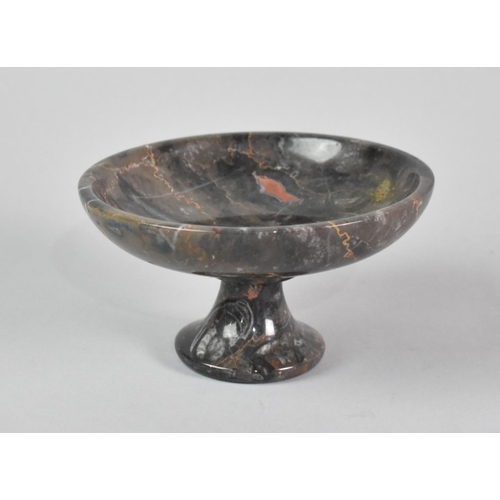 67 - A Contemporary Polished Stone Circular Shallow Footed Dish, 12cms Diameter and 7cms High