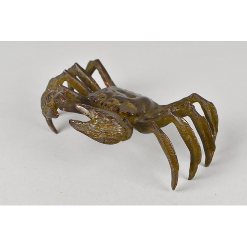 70 - A Patinated Bronze Study of a Crab, Pincers Raised, 12cms Wide