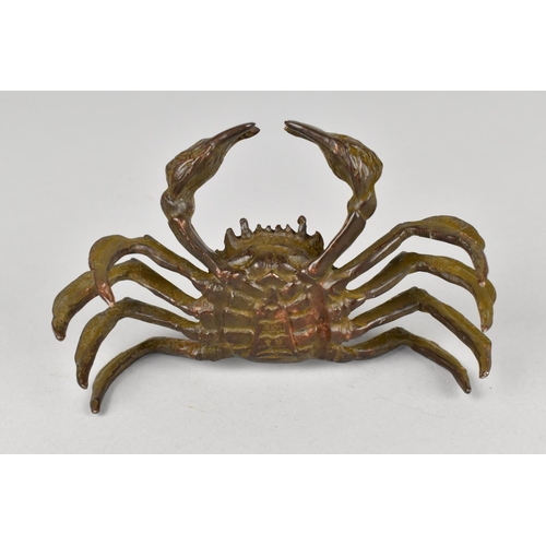 70 - A Patinated Bronze Study of a Crab, Pincers Raised, 12cms Wide