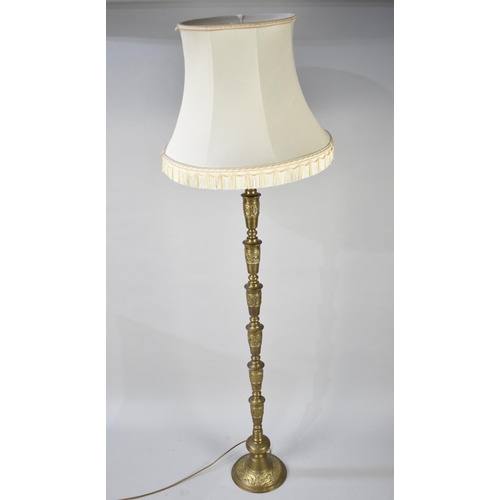 86 - A Mid 20th Century Brass Standard Lamp with Shade