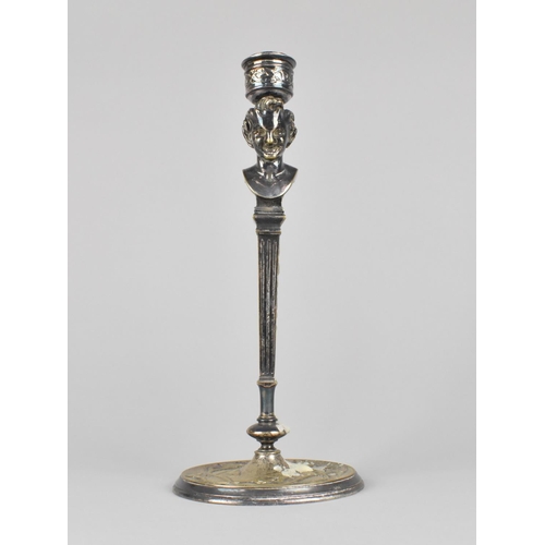 13 - A Late 19th Century Art Nouveau Influenced Silver Plated Candlestick with 