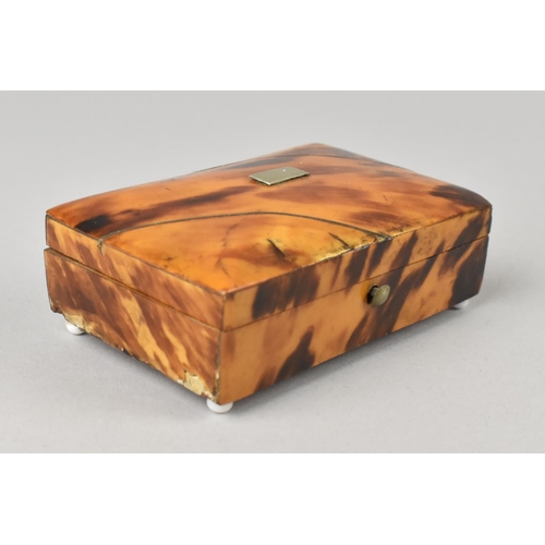 2 - A Small 19th Century Tortoiseshell Mounted Box of Square Form on Ceramic Ball Feet with Metal Bandin... 