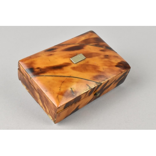 2 - A Small 19th Century Tortoiseshell Mounted Box of Square Form on Ceramic Ball Feet with Metal Bandin... 