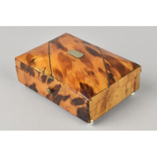 2 - A Small 19th Century Tortoiseshell Mounted Box of Square Form on Ceramic Ball Feet with Metal Bandin... 