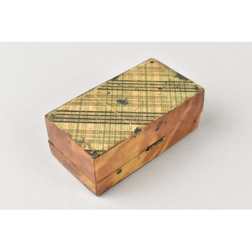 3 - A Small 19th Century Tortoiseshell Mounted Box with Metal Banding and Mother of Pearl Inlay, 7cms Wi... 