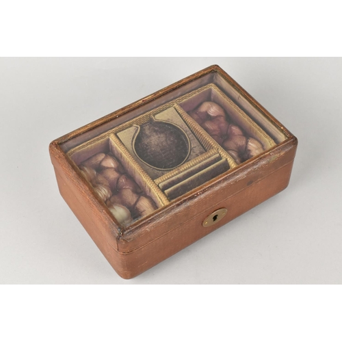 40 - An Late Victorian Leather Mounted Ladies Jewellery Box with Hinged Glass Top Opening to Velvet Lined... 