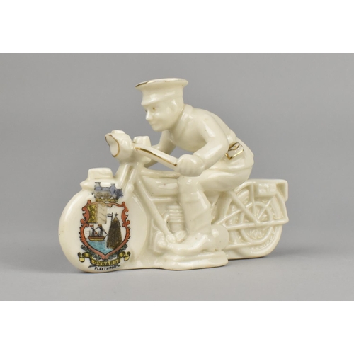 50 - An Arcadian China Crested Ware Model of a Dispatch Rider, 12cms Wide