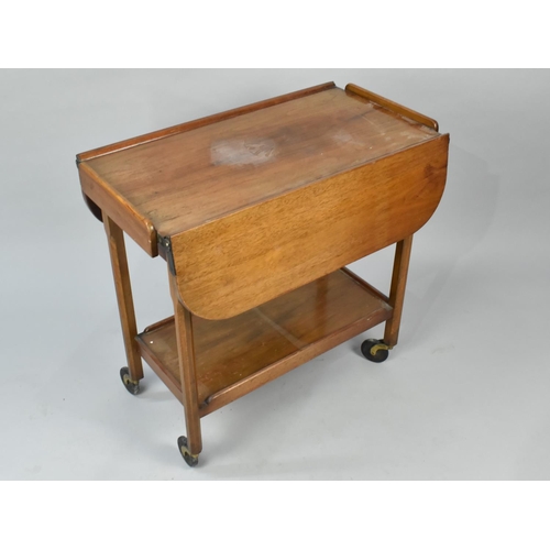 565 - An Early/Mid 20th Century Drop Leaf Trolley on Castor Supports with Stretcher Shelf