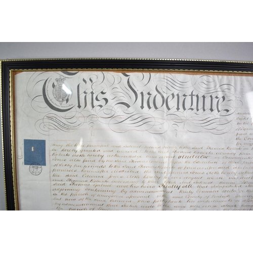 567 - A Framed Indenture, Subject 78x61cms