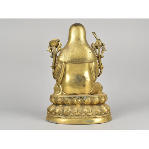 23 - A Large Gilt Bronze Seated Thai Buddha on Oval Lotus Throne, 35cms High