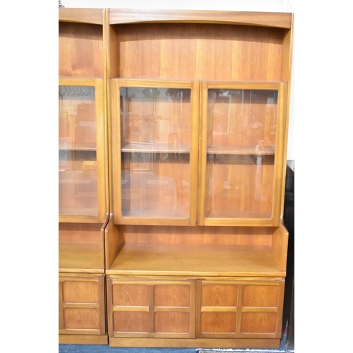 465 - A Nathan Unit with Glazed Cabinet To Open Top Section and Two Panel Cupboard to Base, 102cms Wide