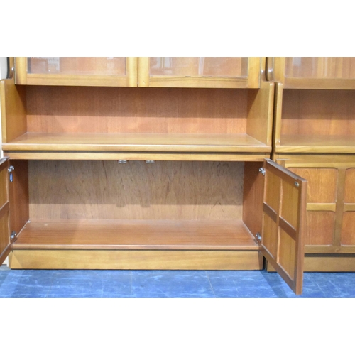 466 - A Nathan Unit with Glazed Cabinet To Open Top Section and Two Panel Cupboard to Base, 102cms Wide