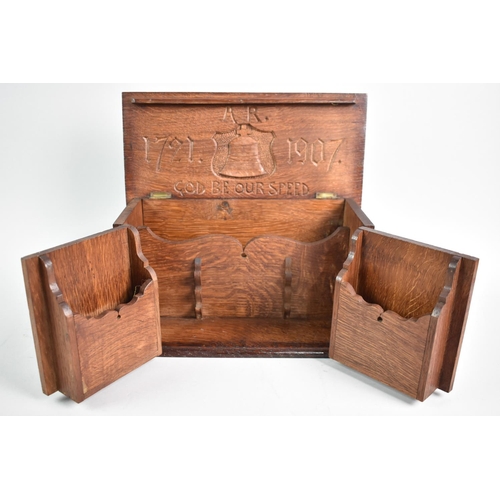 1 - A Edwardian Carved Smokers Box with Hinged Lid which Lifts to Reveal Inner Carving 'A R' 1721 - 1907... 