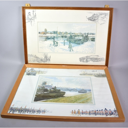 199 - Two Framed Military Prints with Remarques, Each 61x42cms Overall