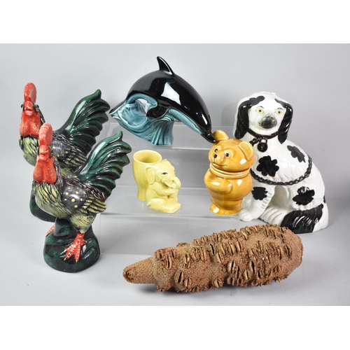 213 - A Collection of Ceramic Items to include Poole Dolphin, Staffordshire Spaniel, Pair of Chickens, See... 