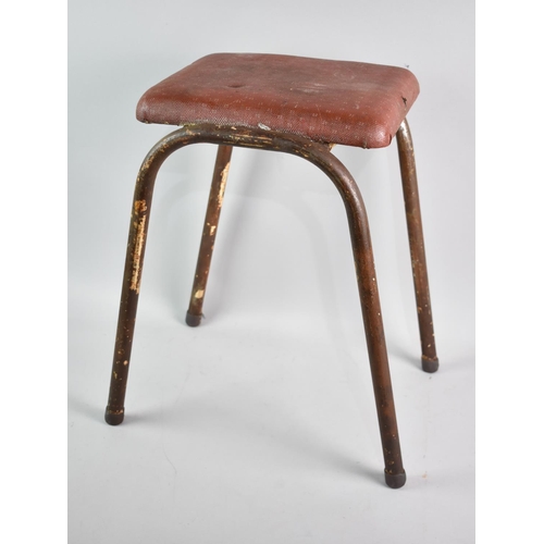 216 - A Vintage Metal Framed Industrial Stool, 48cms High